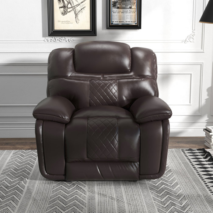 Hokku Designs Jepum Modern Genuine Leather Manual Recliner Chair Sleek